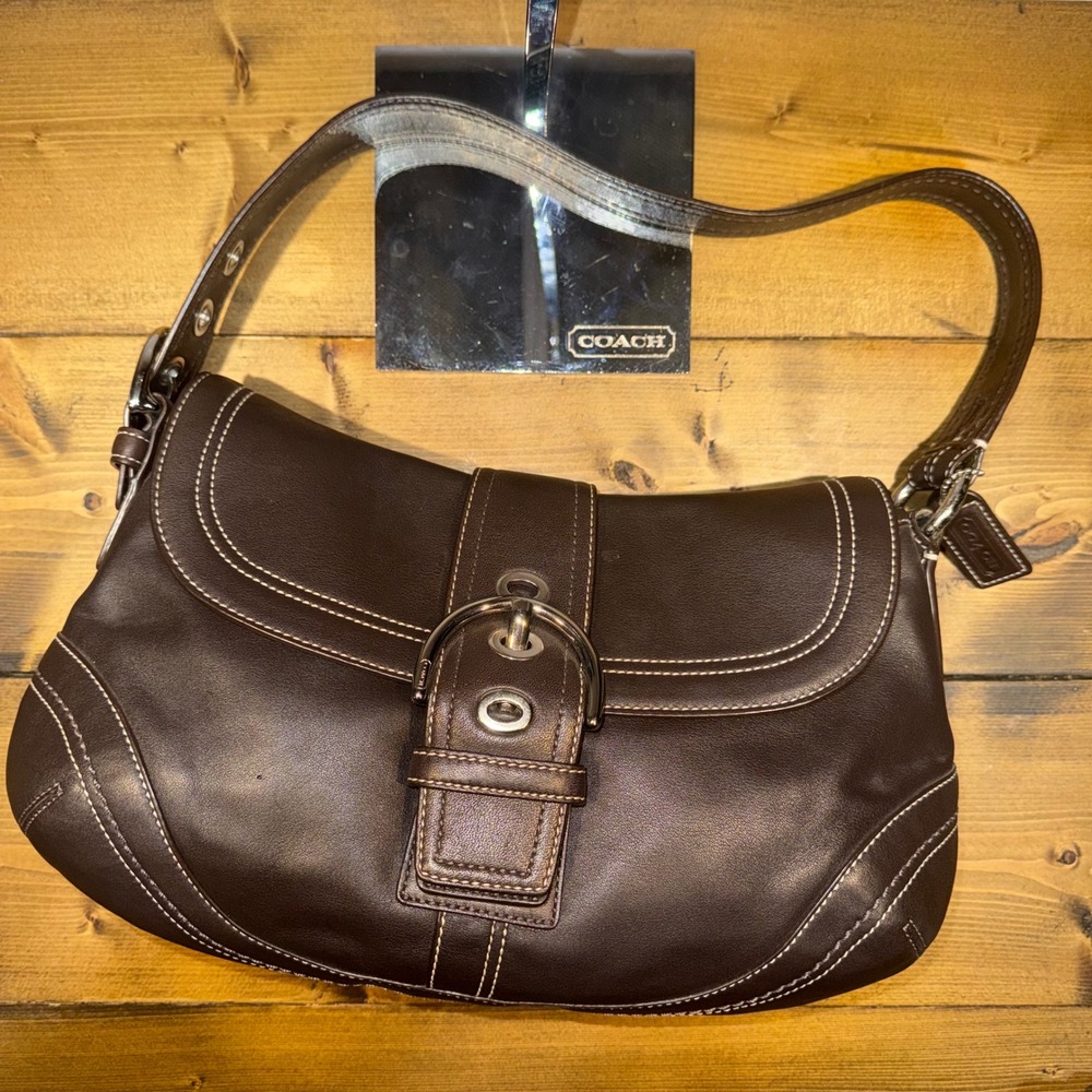 Coach Medium Soho Buckle Flap Chocolate Brown Leather Shoulder Bag Y2K F10910